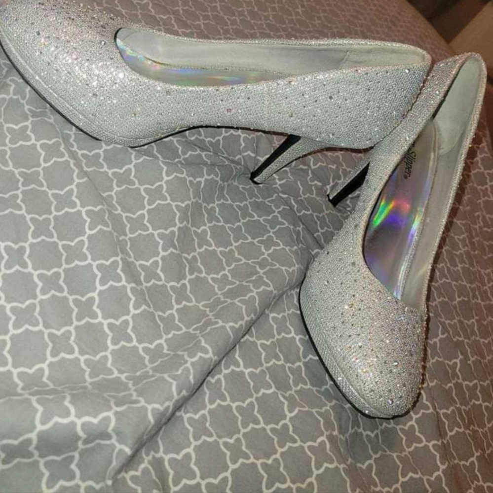 Silver high heels
